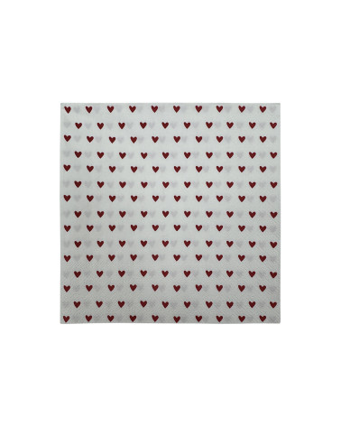 Serviette  papier petit coeur rouge X20