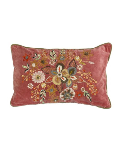 Housse de coussin brodée - Rose 30x50