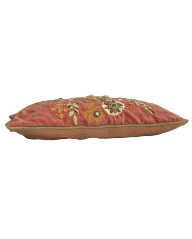 Housse de coussin brodée - Rose 30x50