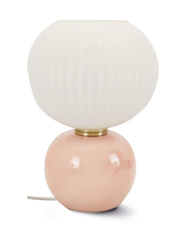 Lampe boule en verre rose