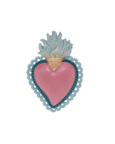 Ex-Voto coeur bleu et rose