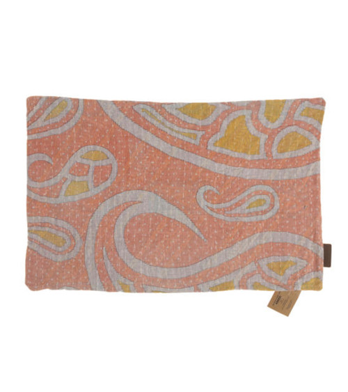 Coussin en sari de coton 40 x 60 cm - Orange